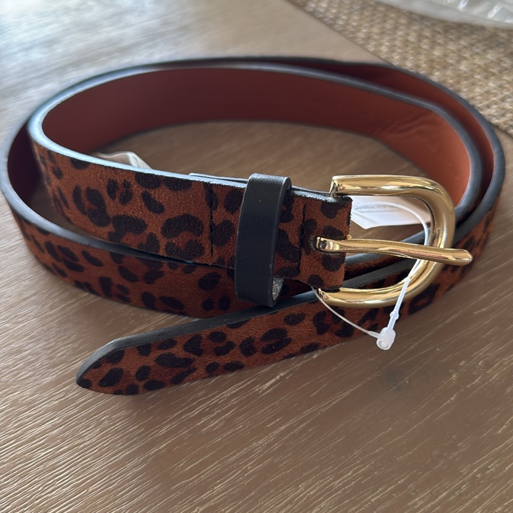 Banana Republic vegan suede animal print belt